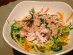 Zucchini, Carrot & Squash Noodles with Chicken and Peanut Sauce
