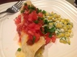 Healthified Chicken Enchiladas with Creamy Cilantro Corn